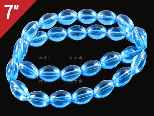 6x12mm Aquamarine Rice Loose Beads 7" synthetic [iu73a34]