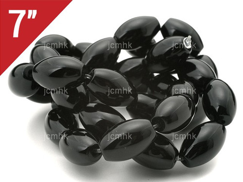 8x14mm Black Onyx Obsidian Rice Loose Beads 7" [iu74]