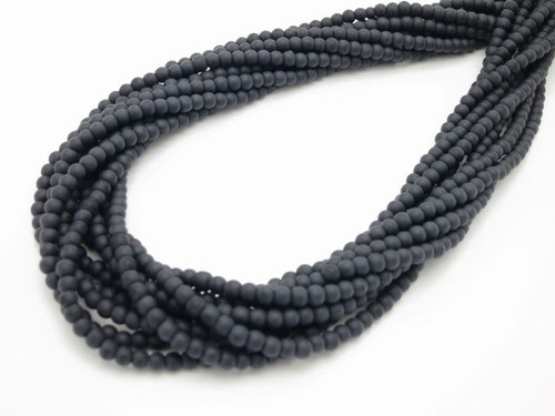 3mm Matte Black Onyx Round 100 Beads [3b65m]