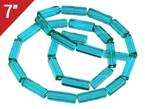 4x13mm Aquamarine Cube Loose Beads 7" synthetic [iu81a34]