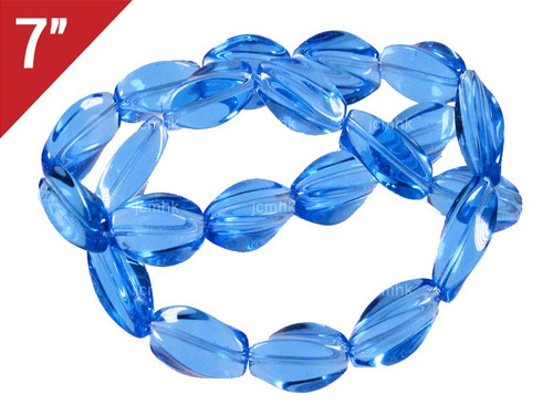 8x20mm Aquamarine Wave Loose Beads 7" synthetic [iu86a34]