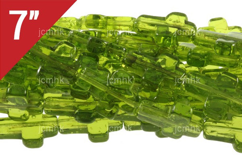 12x16mm Green Quartz Cross Loose Beads 7" synthetic [iu89a37]