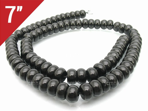 8mm Black Onyx Obsidian Rondelle Loose Beads 7" [iu90]