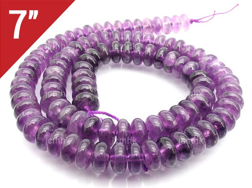 8mm Amethyst Rondelle Loose Beads 7" synthetic [iu90a6]