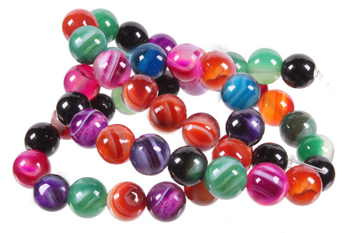 8mm Mix Stripe Agate Round Beads 15.5" dyed [8f29]