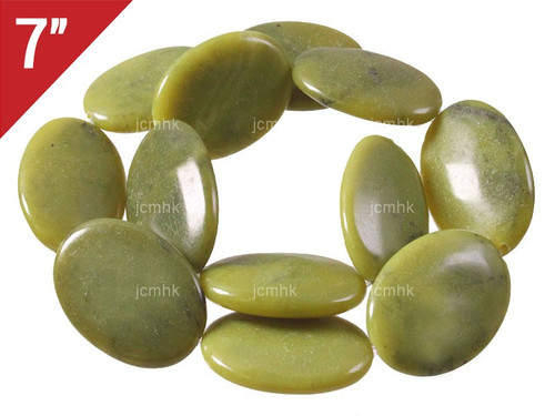 25x35mm Nephrite Jade Oval Loose Beads 7" [iwa286]