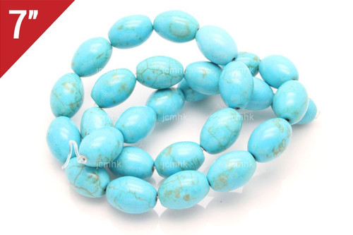 10x14mm Blue Turquoise Rice Loose Beads 7" [it2b10]