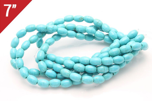 4x6mm Blue Turquoise Rice Loose Beads 7" [it2b4]