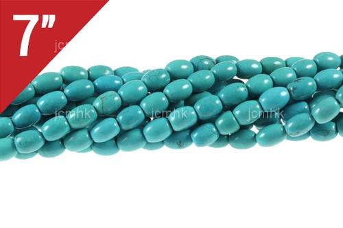 8x12mm Blue Turquoise Rice Loose Beads 7" [it2b8]