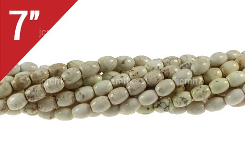 4x6mm White Turquoise Rice Loose Beads 7" [it2w4]