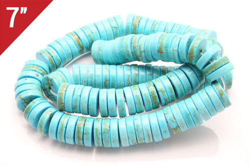 14mm Blue Turquoise Heishi Loose Beads 7" [it3b14h]
