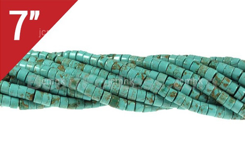 4mm Blue Turquoise Heishi Loose Beads 7" [it3b4h]