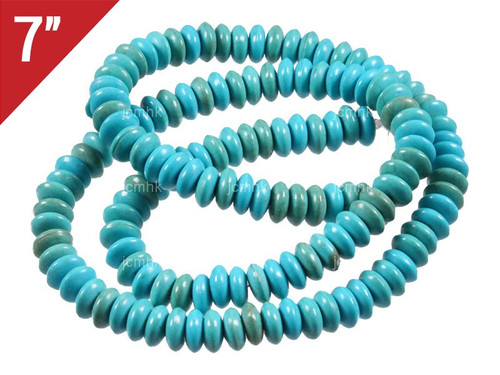 6mm Blue Turquoise Rondelle Loose Beads 7" [it3b6]