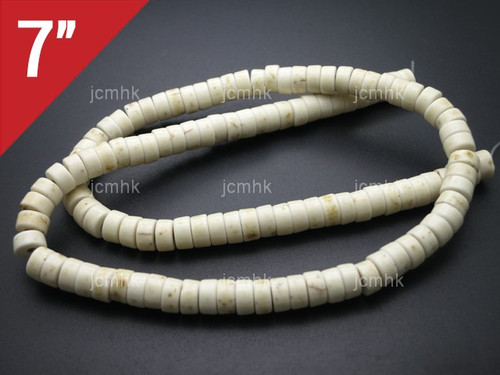 6mm White Turquoise Heishi Loose Beads 7" [it3w6h]