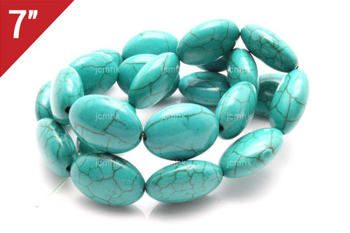 13x18mm Tibetan Turquoise Puff Oval Loose Beads 7" [it7c13]