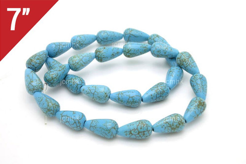 8x14mm Blue Turquoise Teardrop Loose Beads 7" [its101]