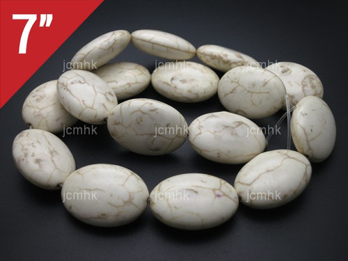 18x25x9mm White Turquoise Oval Loose Beads 7" [its134]