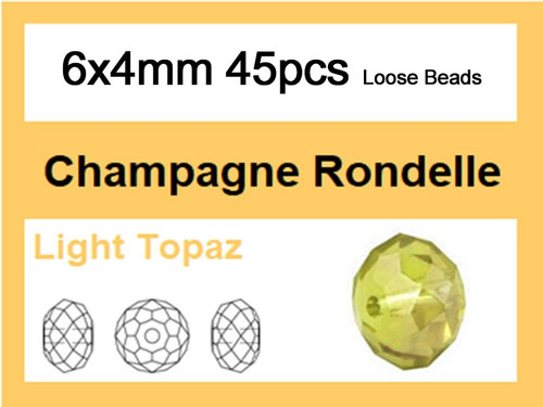 6x4mm Champagne Crystal Faceted Rondelle Loose Beads 45pcs. [iuc2a9]