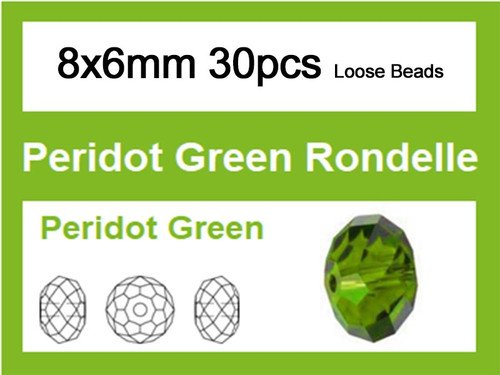 8x6mm Peridot Crystal Faceted Rondelle Loose Beads 30pcs. [iuc3b25]