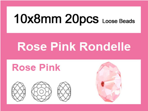 10x8mm Pink Crystal Faceted Rondelle Loose Beads 20pcs. [iuc4a5]