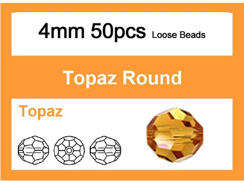 4mm Topaz Crystal Faceted Round Loose Beads 50pcs. [iuc6a12]