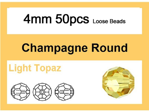 4mm Champagne Crystal Faceted Round Loose Beads 50pcs. [iuc6a9]