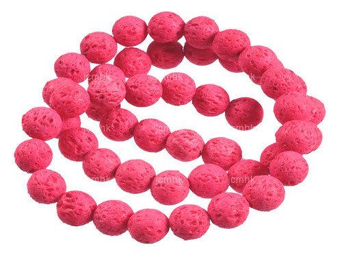 8mm Volcano Pink Lava Round Beads 15.5" dyed [8kf]