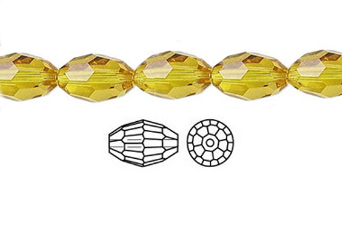 6x8mm Topaz Glass Faceted Rice About 72 bead 22" [uc12a11]