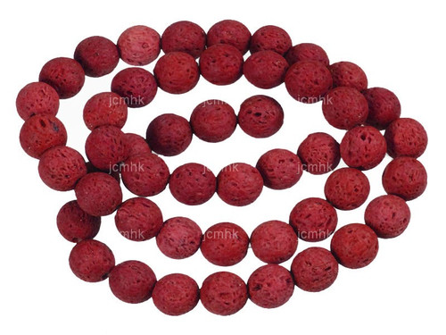 8mm Volcano Red Lava Round Beads 15.5" dyed [8kr]