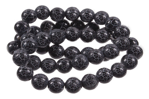 8mm Black Fire Agate Round Beads 15.5" natural [8f30k]