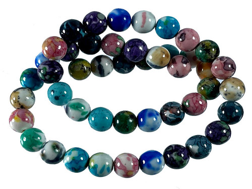 8mm Mix Color Fossil Agate Round Beads 15.5" dyed [8g1y]