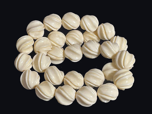 12mm Natural Buffalo Bone Carved Beads 7" A Grade [12z24]