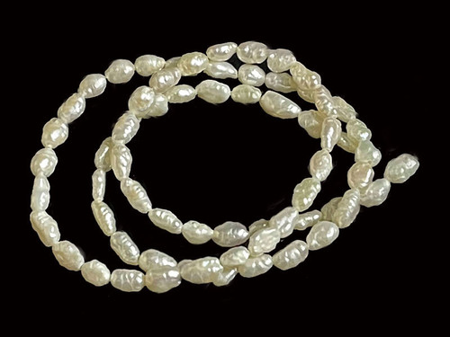 3-4mm Rice Freshwater Pearl 14-15" A Grade Lustre [p4b]