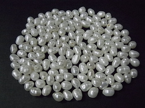 4-5mm Rice Freshwater Rice Pearl Top Half Drill 50pcs A Grade Lustre [p5bh]