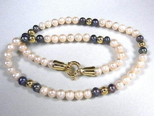 6-7mm Freshwater Pearl Necklace 18", 18K G.P.Clasp AA Grade Lustre [p102b]