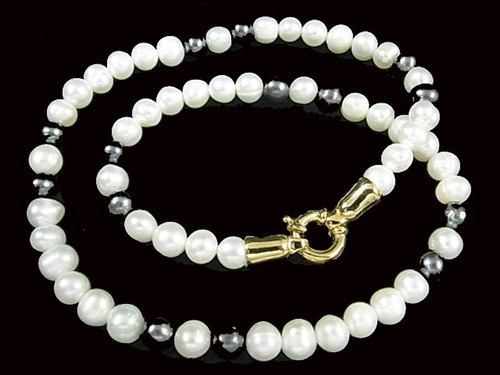 6-7mm Freshwater Pearl Necklace 18", 18K G.P.Clasp AA Grade Lustre [p102d]