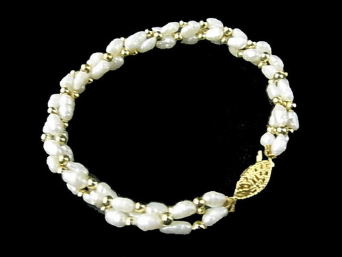 4-5mm 3-Row Freshwater Pearl Bracelet 7.5" , A Grade Lustre [p103zm]