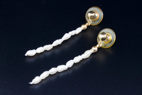 4mm 50mm Freshwater Pearl Post Earring , A Grade Lustre [p201a]