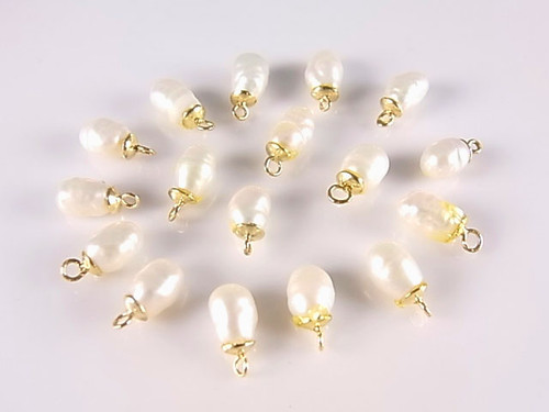 4x8mm Freshwater Pearl With 14K 585 Gold Bail , AA Grade Lustre [p203h]