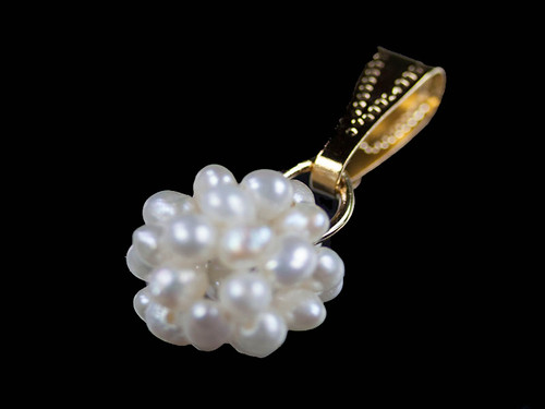 12mm Freshwater Pearl Hand Woven Ball Pendant , AA Grade Lustre [p205u]