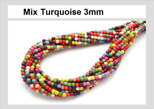 3mm Mix Magnesite Round Beads 15.5" [3tx]