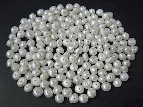 5-6mm Button Freshwater Pearl 100pcs About 20-24", A Grade Lustre [p6ci]