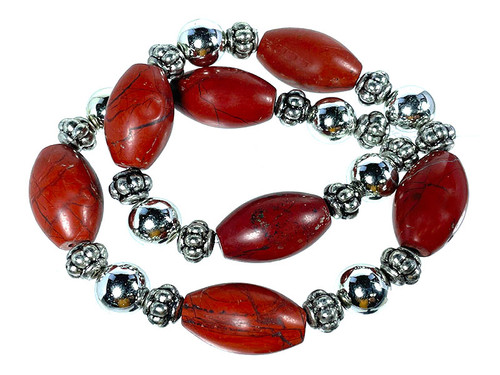 15x25mm Red Jasper Pipe Beads 15.5" natural [s557b]