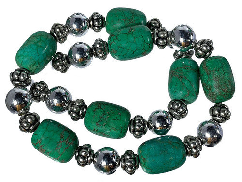 13x18mm Green Turquoise Drum Beads 15.5" stabilized [t311b]