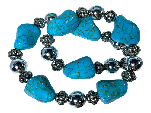20-22mm Blue Turquoise Nuggets Beads 15.5" stabilized [t9b22b]