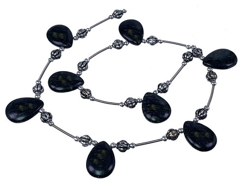 13x18mm China Kambaba Jasper Pear Beads + French Wire 15.5" natural [wa146b]