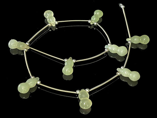 8x18mm New Jade Jar Beads + French Wire 15.5" natural [wa168b]