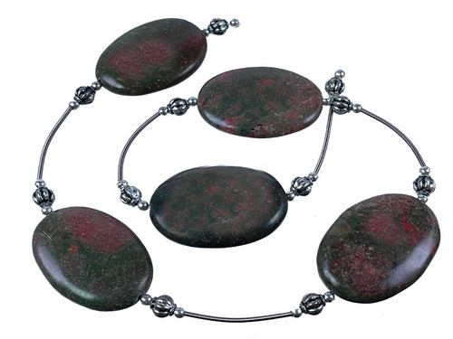 25x35mm Ocean Jasper Oval Beads + French Wire 15.5" natural [wa178b]