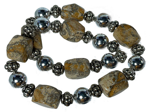 14x16mm Leopard Skin Faceted Oblong Beads 15.5" natural [wa271b]