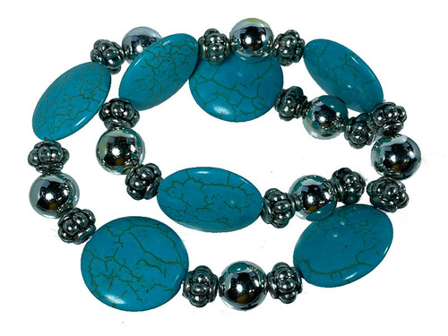 25mm Turquoise Coin Beads 15.5" dyed [wa296b]